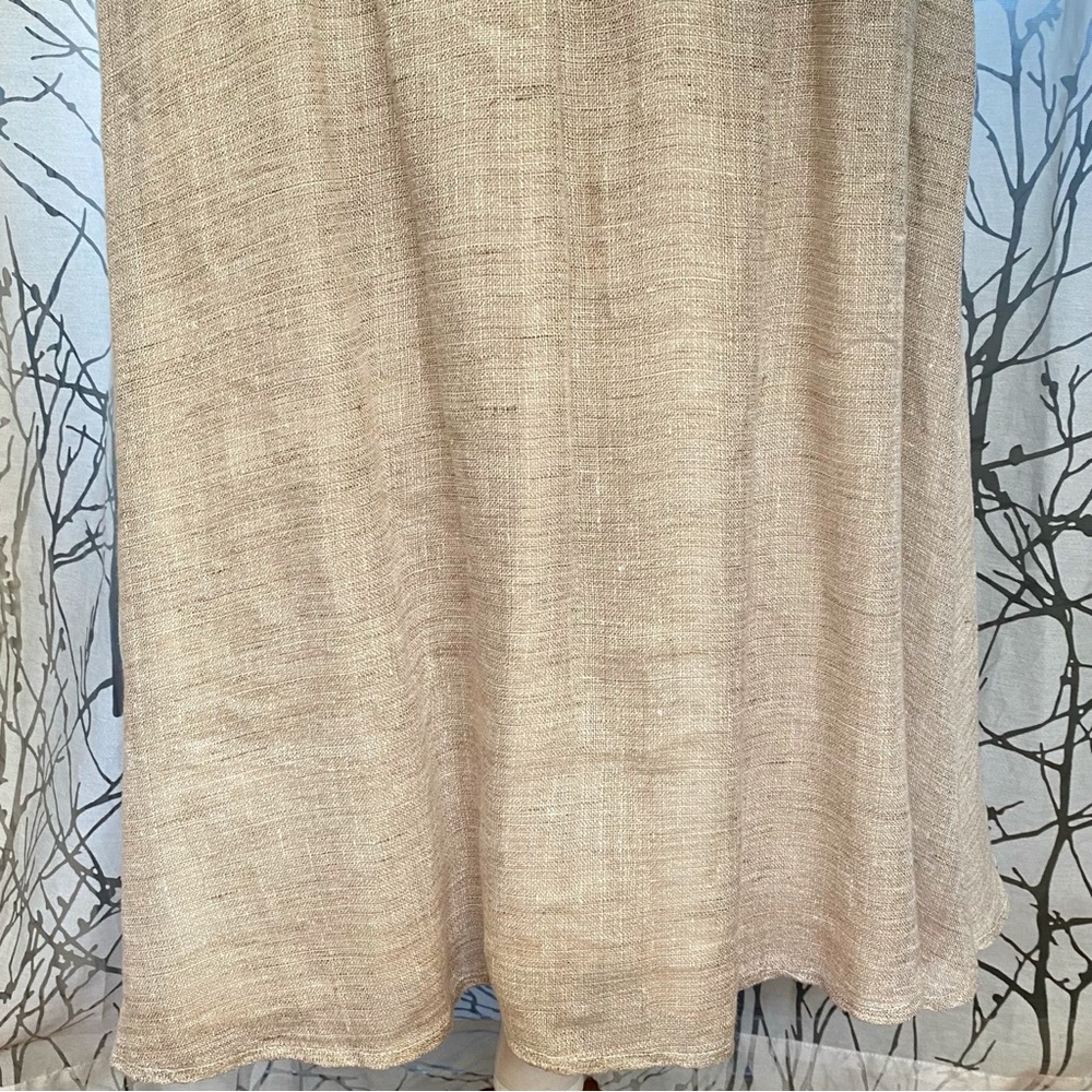 CP SHADES BEIGE TAN LINEN STRETCHY WAISTBAND MAXI SKIRT - Picture 3 of 10